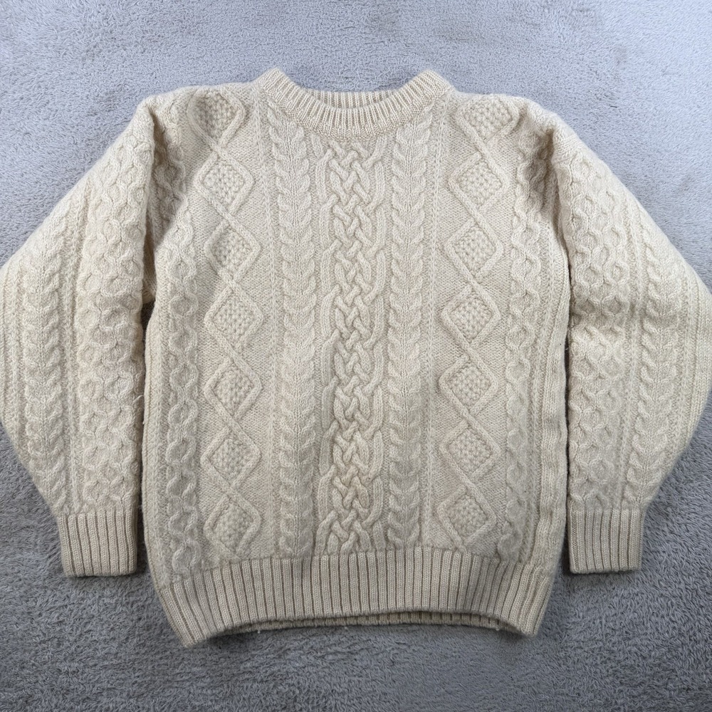 Blarney Woolen Mills Sweater Mens Medium Fisherman 100% Wool Cable Knit Ireland